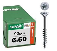 SPAX Vis universelle 6 x 60 mm, 90 pièces - Vis à bois, filetage partiel, tête fraisée, T-STAR Plus T30, pointe 4CUT, revêtement WIROX - 8000000277047