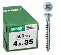 SPAX Vis universelle avec tête percée, 4,5 x 35 mm, 500 pièces, Tête centrante, Tête fraisée, Cruciforme Z2, Pointe S, WIROX - 0271010450355