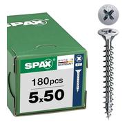 SPAX Vis universelles 5 x 50 mm, 180 pièces - Vis à tête fraisée avec revêtement WIROX, filetage total, empreinte cruciforme Z2, pointe 4CUT - 8000000287961