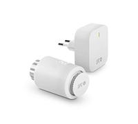 SPC Vesta Starter Kit Tête Thermostatique Intelligente + Gateway avec Technologie Zigbee pour Programmer Chauffage, Régulière Température, Affichage LED, Compatible avec Alexa & Google