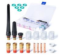 SPDYCESS 23 Pièces Kit de Torche de Soudage Tig Consommables Accessoires Pyrex Verre Tasse TIG Dos Casquette O-Anneaux Stubby Gaz Lentille Usure Pièces pour WP-17/18/26