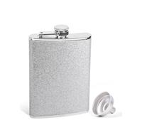 SPDYCESS Flasque à Paillettes Femme 8 Oz, Glitter Flacon Whisky en Acier Inoxydable avec Entonnoir, Bouteille à Liqueur Cadeau pour Escalade Pêche Camping - Argenté