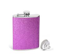 SPDYCESS Flasque à Paillettes Femme 8 Oz, Glitter Flacon Whisky en Acier Inoxydable avec Entonnoir, Bouteille à Liqueur Cadeau pour Escalade Pêche Camping - Violet