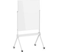 SpeaKa Professional Tableau magnétique en verre SP-MMW-001 (l x H) 904 mm x 1103 mm blanc boîte de rangement fournie, aimants inclus pied à quatre branches à 4