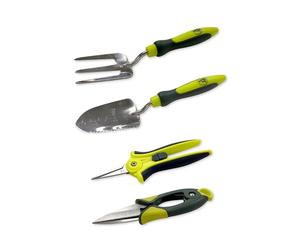 Spear & Jackson Kew Gardens Urban Oasis Kit Jardinage Balcon 4 Pièces, Ciseaux de Précision, Cisailles Topiaires, Transplantoir & Fourche Désherbage, Outils Compacts en Acier Inoxydable