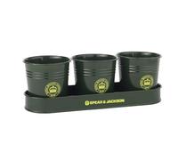 Spear & Jackson Kew Gardens Urban Oasis Set de 3 Pots avec Plateau, Jardinière Intérieure en Acier Galvanisé pour Herbes, Semis et Bulbes, Vert