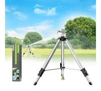 SPECILITE Arroseur à impact en laiton sur base trépied, arroseur télescopique à pulsion en métal robuste de 127 cm, irrigation à 360 degrés pour grande surface, cour, pelouse, eaux jusqu'à 27,4 m,