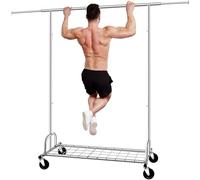 SPECILITE Portant à Vêtement Lourd, Portant Vetement Solide 2 en 1 | 180x190cm(HxL), Capacité de Charge de 217 kg, Roulettes et Étagères, Porte Manteau Métallique, Réglable