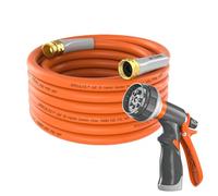 SPECILITE Tuyau d'arrosage 7,6 m x 1,6 cm, très résistant, flexible et léger avec buse, éclatement 600 psi, tuyau en caoutchouc hybride sans nœud pour jardin, raccords en laiton de 1,9 cm