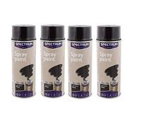 Spectrum Noir Brillant Lot 4 Bombes spray Peinture en Aérosol 4x400ml séchage rapide