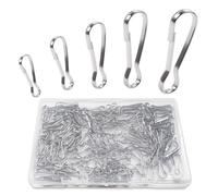 SPEEDWOX 250Pcs 304 Acier Inoxydable Crochets à Ressort en métal 20mm 25mm 28mm 30mm 32mm Drapeaux Clip Clip Crochets à Ressort en métal pour Carte d’identité, Porte-clés, Porte-Monnaie, Bricolage