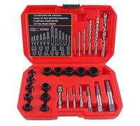 SPEEDWOX 26pcs extracteur de vis et forets main gauche Set Easy Out Kit extracteur de vis outils de démontage de boulon multi-cannelures foret main gauche extracteur de tête hexadécimal extracteur de