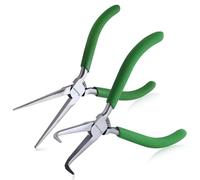 SPEEDWOX 2PCS Mini pince à nez d’aiguille pliée avec des dents et pince à nez d’aiguille pour la fabrication de bijoux 5" 45 degrés pliée longue mâchoire dentelée
