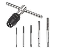 SPEEDWOX Jeu de tarauds et filières métriques 5 pièces, petits outils à visser métriques, tarauds m3 m4 m5 m6 m8 hss, avec clé à tarauder réglable et boîte de rangement