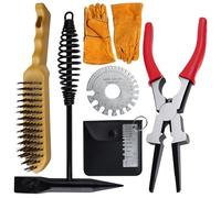 SPEEDWOX Kit d'outils de retrait de scories de soudage MIG, brosse à fil à gratter, marteau de soudure, outil de retrait de scories avec jauge d'épaisseur de tôle métallique, gants de soudage, jauge