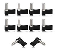 SPEEDWOX Lot de 10 boutons rotatifs à filetage M6 de 17 mm, vis à levier réglable, vis moletée avec aile unique, alliage d'aluminium noir pour équipement électronique