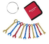SPEEDWOX Lot de 10 mini clés mixtes plaquées couleur avec extrémité ouverte et extrémité de boîte - Ensemble de mini clés mixtes SAE avec pochette portable et grand anneau (5/32-7/16")