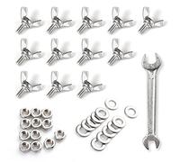 SPEEDWOX Lot de 12 vis à ailettes en forme de Y M6 x 10 mm Vis à tête papillon en acier inoxydable 304 Boulons à ailettes avec écrou hexagonal, rondelle plate et clé pour serrer à mains nues