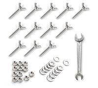 SPEEDWOX Lot de 12 vis à ailettes en forme de Y M6 x 40 mm Vis à tête papillon en acier inoxydable 304 Boulons à ailettes avec écrou hexagonal, rondelle plate et clé pour serrer à mains nues