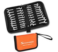 SPEEDWOX Lot de 20 mini clés à double extrémité ouverte métrique SAE 4 mm-11 mm et 5/32"-7/16" à tête angulaire avec pochette de rangement