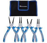 SPEEDWOX Lot de 4 pinces à circlips de 17,8 cm pour circlips internes/externes avec pince à mâchoire droite/courbée pour enlever les anneaux avec pochette de rangement
