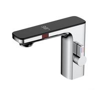 Spelonify Robinet de lavabo à capteur avec affichage numérique, automatique, mélangeur à mains, robinet d'évier de salle de bain sans contact, robinet de lavabo, distributeur chaud et froid, monté