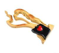 Spelonify Statue de couple en bois sculpté à la main en forme de cœur - Idée cadeau d'anniversaire de mariage - Décoration d'intérieur romantique
