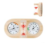 Spelonify Thermomètre hygromètre en Bois de pin pour Sauna avec minuterie de 15 Minutes, Montage Mural et jauge d'humidité pour Accessoires de Salle de Sauna (A)