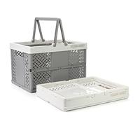 Spesh Caisse Plastique avec Poignée Pliable Cagette Rangement Pliant Gris | Lot de 2 13.7L Caisse Pliante Caisse Rangement Pliables Plastique Panier Rangement Pliable pour Cuisine, Chambre, Salon