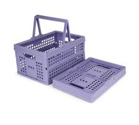 Spesh Caisse Plastique avec Poignée Pliable Cagette Rangement Pliant Violet | Lot de 2 15.6L Caisse Pliante Caisse Rangement Pliables Plastique Panier Rangement Pliable pour Cuisine, Chambre, Salon