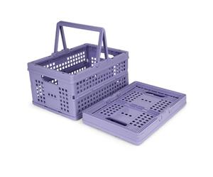 Spesh Caisse Plastique avec Poignée Pliable Cagette Rangement Pliant Violet | Lot de 2 15.6L Caisse Pliante Caisse Rangement Pliables Plastique Panier Rangement Pliable pour Cuisine, Chambre, Salon