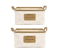 Spesh Paniers Pliables en Toile avec Poignées Boîtes de Rangement Tissu-21L | 2 Pcs Paniers de Rangement Tissus avec Cadre Métal Pliable Imperméable Bacs Ouverts Boîte Organiseur pour Jouets et Armoire