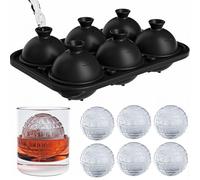 SPESPO Moule à glaçons sphérique avec couvercle, 6 pièces x 6 cm, grands bacs à glaçons en silicone pour boules de congélation, whisky, cocktails et boissons de fête, sans BPA, pour les amateurs de