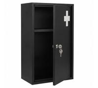 Spetebo Armoire à pharmacie en métal - 50 x 30 cm - Noir | Verrouillable, comprend 2 clés, 3 compartiments, montage mural
