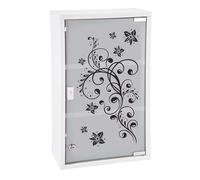 Spetebo Armoire médicale en métal avec verre dépoli et imprimé blanc, armoire verrouillable