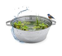 Spetebo Bac à fleurs en zinc 13 l avec poignées - 40 x 14 cm - Métal argenté galvanisé - Bac à fleurs Mini étang décoratif