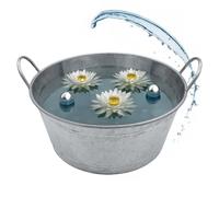 Spetebo Bac à fleurs XXL en zinc avec poignées - 50 x 22 cm - En métal argenté galvanisé - Décoration de jardin - Mini étang décoratif