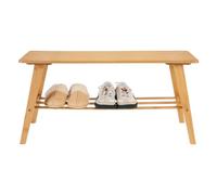 Spetebo Banc à chaussures en bois de bambou avec étagère - 80 x 40 cm - Charge maximale : 150 kg