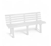Spetebo Banc de Jardin 3 Places en Plastique - 145 x 74 cm - Blanc - Banc de Jardin avec Dossier - Résistant aux Intempéries - Charge Maximale : 200 kg