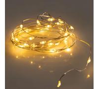 Spetebo Chaîne de lumières LED sur fil blanc chaud - 195 cm / 40 LED - Éclairage décoratif avec minuteur et 8 fonctions - pour intérieur et extérieur avec alimentation par batterie