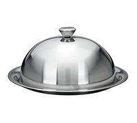 Spetebo Cloche à Fromage Avec Assiette en Acier Inoxydable - Ø 30 cm - Assiette de Service Argentée