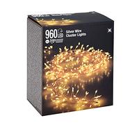 Spetebo Cluster Micro Guirlande lumineuse 960 LED blanc chaud - 960 cm - Guirlande en fil touffu avec bloc d'alimentation pour l'intérieur et l'extérieur