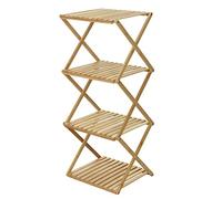 Spetebo Étagère pliante en bambou avec 4 étagères - 94 cm de hauteur - Étagère pliante polyvalente et pratique - Étagère décorative pour fleurs, plantes, livres, salon, salle de bain, couloir