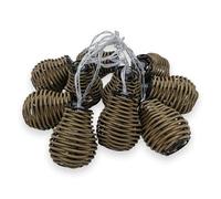 Spetebo Guirlande lumineuse LED en rotin blanc chaud 10 LED 180 cm | Fonctionne avec piles, guirlande sphérique, décoration intérieure