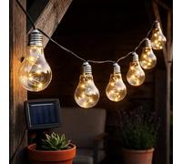 Spetebo Guirlande lumineuse solaire à LED 450 cm avec 10 ampoules et 2 modes d'éclairage - Blanc chaud - Éclairage décoratif de jardin avec lampes transparentes - Éclairage décoratif pour extérieur