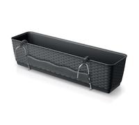 Spetebo Jardinière de balcon avec support et système d'irrigation - 50 x 15 cm - Pot de fleurs en plastique pour balustrade en anthracite - Jardinière avec pot de fleurs à suspendre et fond
