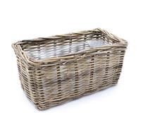 Spetebo Jardinière en osier naturel - 40 cm/carré - Panier à fleurs en rotin avec film - Décoration de jardin - Pot de fleurs, 38991