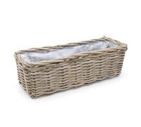 Spetebo Jardinière en osier naturel - 60 cm/carré - Panier à fleurs en rotin avec film - Décoration de jardin - Pot de fleurs, 38992