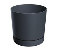 Spetebo Jardinière XL en plastique avec soucoupe ronde Anthracite Ø 47 cm | Grand pot de fleurs, fond amovible, résistant aux UV et au gel