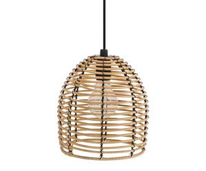 Spetebo Lampe de jardin décorative LED aspect rotin - 18 x 16 cm - Lampe suspendue pour extérieur et intérieur blanc chaud avec minuterie - Plafonnier extérieur suspendu, alimenté